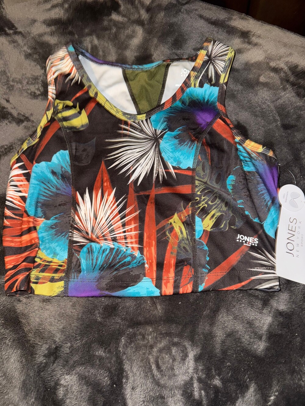 NWT Jones New York Sport Large Floral Polyester Spandex Tank Top MSRP 38
